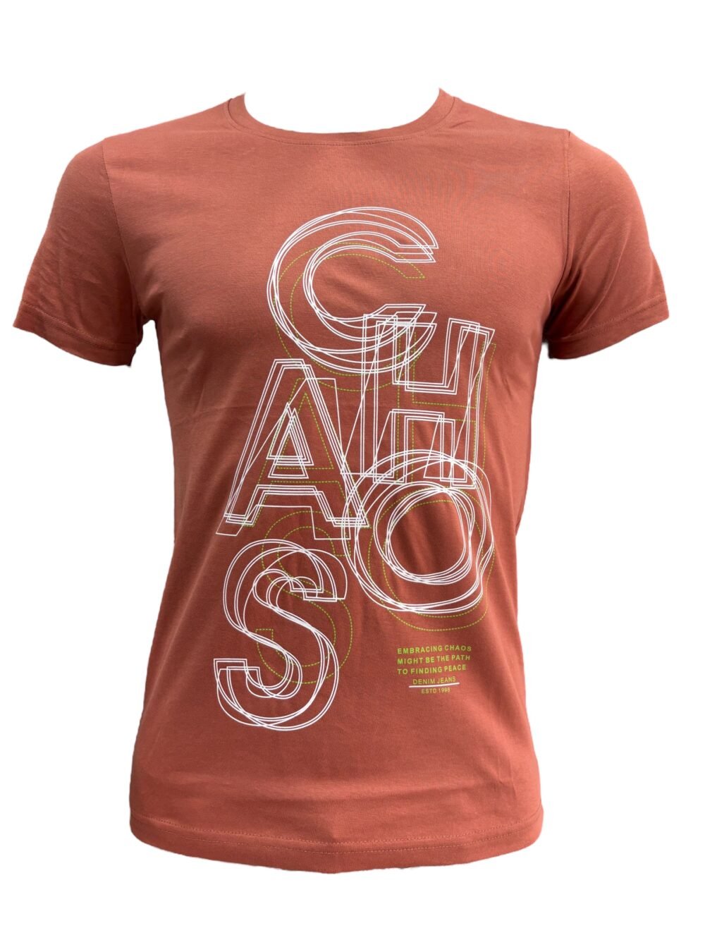 Chaos Graphic Men's Rust Round Neck T-Shirt