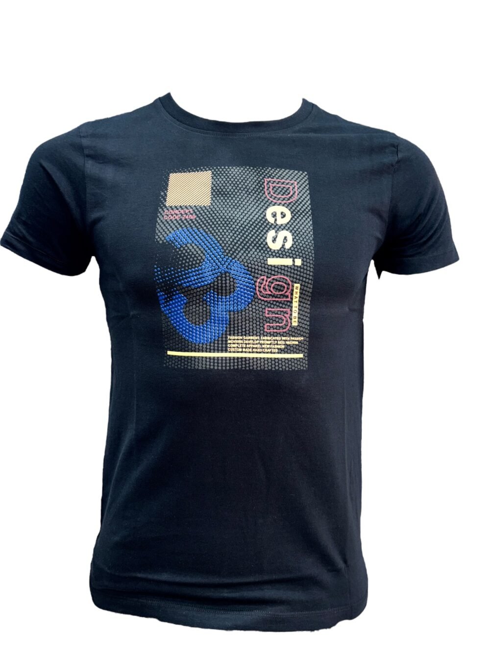 Design Grid Men's Black Round Neck Graphic T-Shirt - Image 3