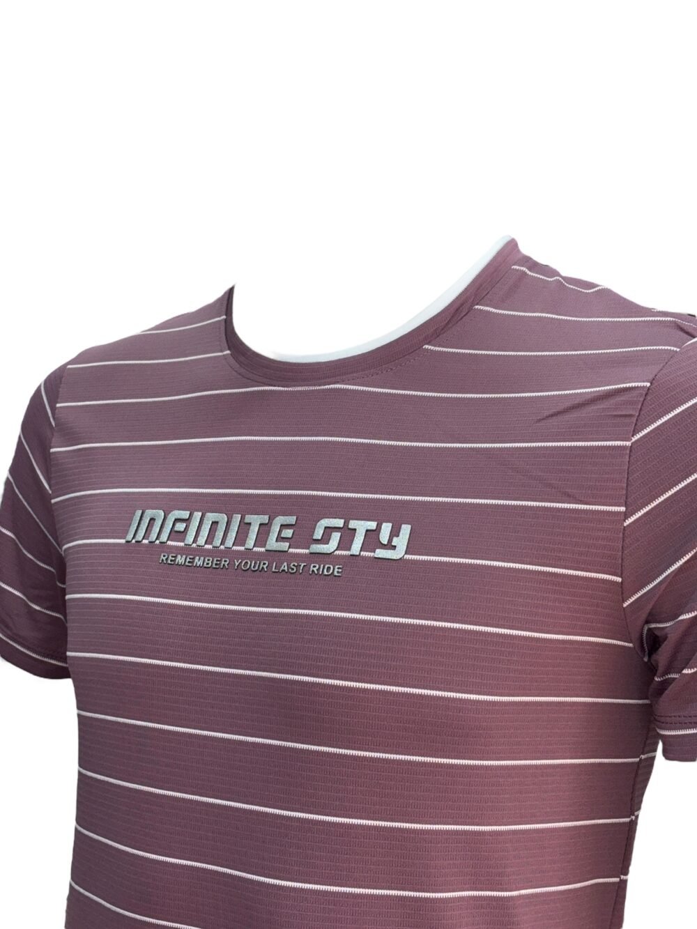 Infinite Style Men's Maroon Striped Round Neck T-Shirt - Image 3