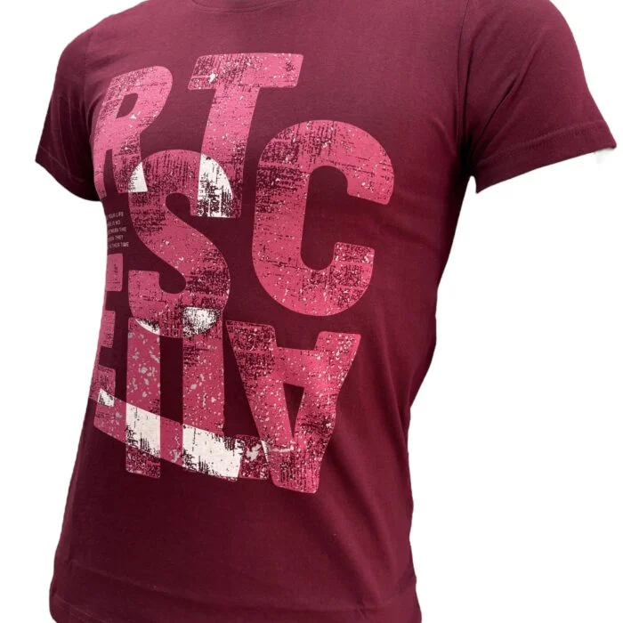 Urban Street Men's Maroon Round Neck Graphic T-Shirt