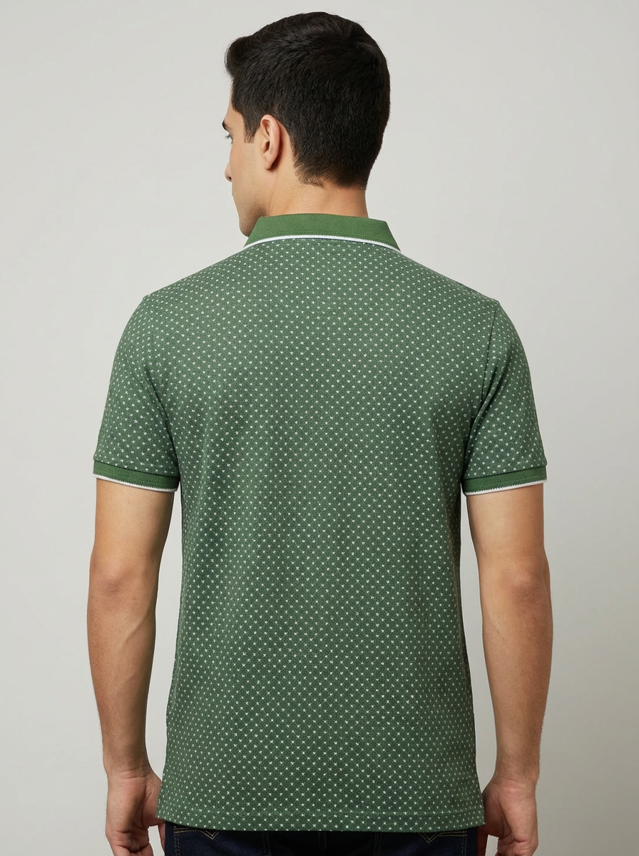 Amendus Men’s Premium Micro Printed Polo T-Shirt with Contrast Collar - Image 4