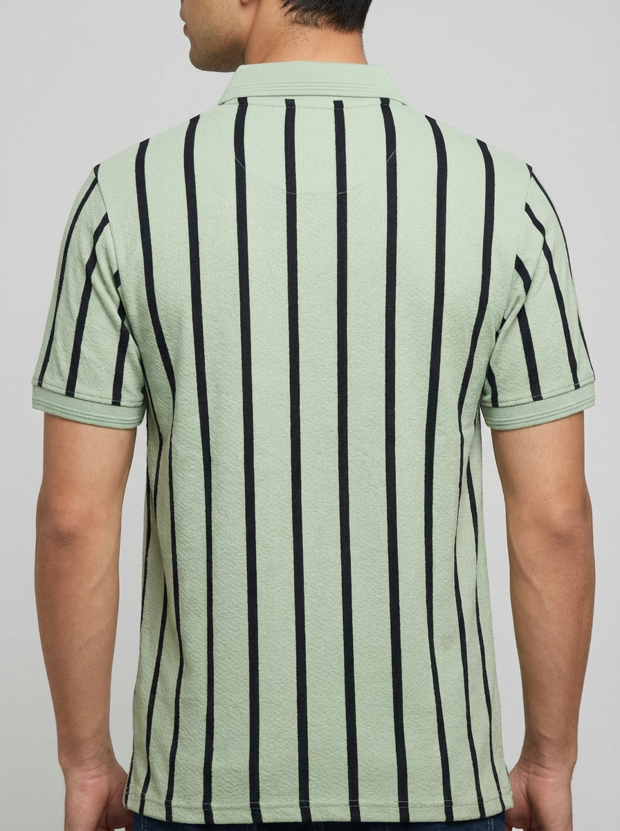 TANGUY Men’s Striped Polo T-Shirt - Image 3