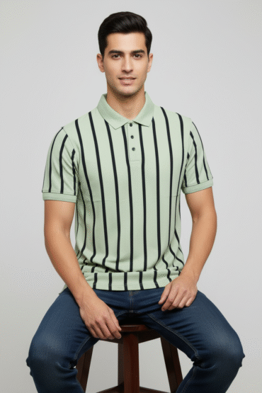 TANGUY Men’s Striped Polo T-Shirt