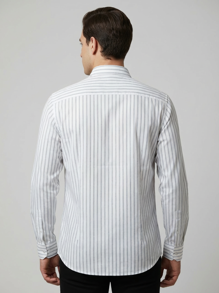 Seven Dots Men’s White Striped Shirt - Image 4