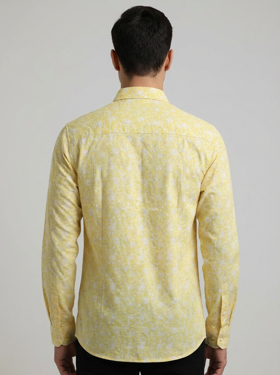 Seven Dot Men’s Yellow Printed Shirt - Image 3