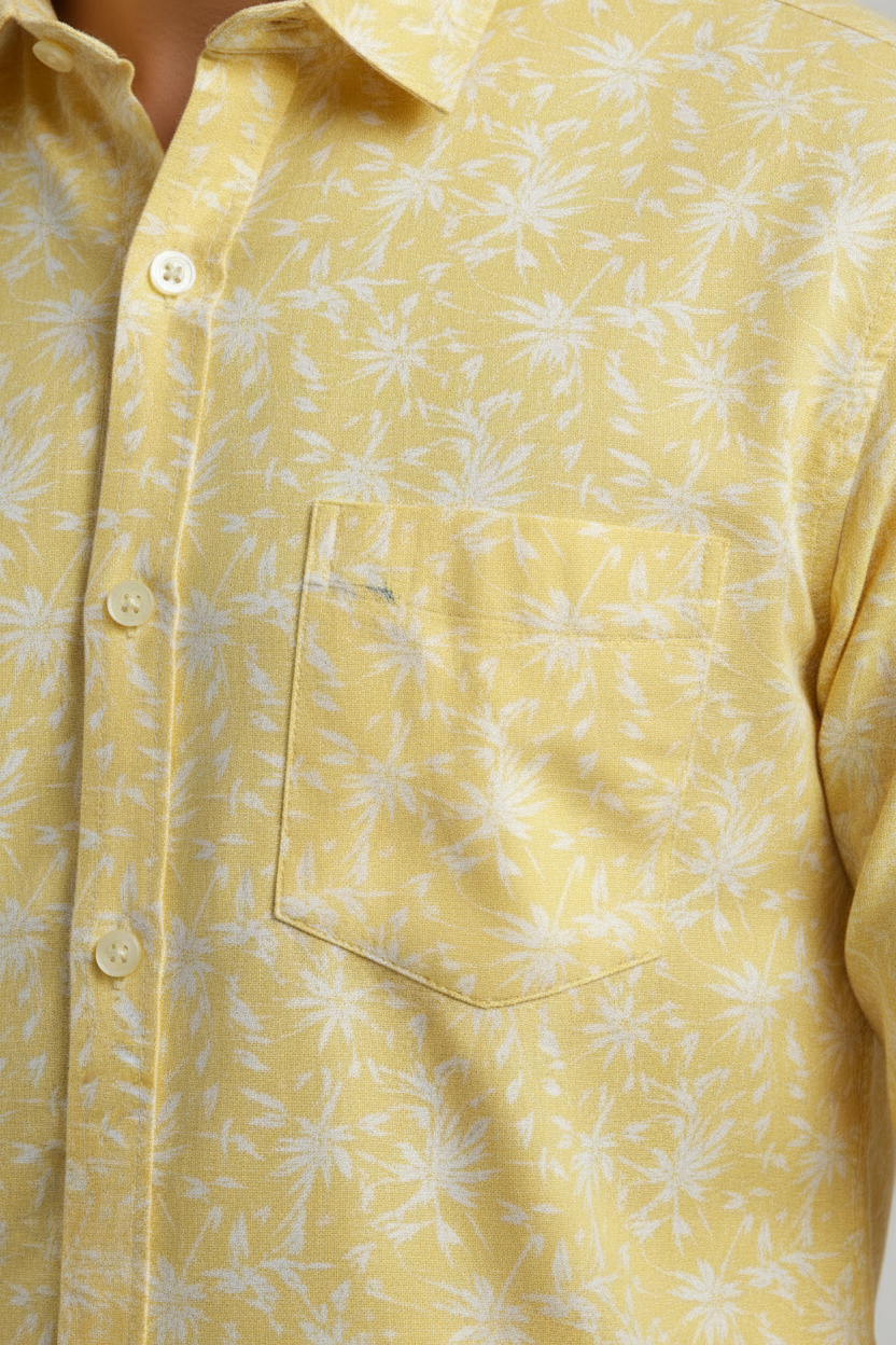 Seven Dot Men’s Yellow Printed Shirt - Image 4