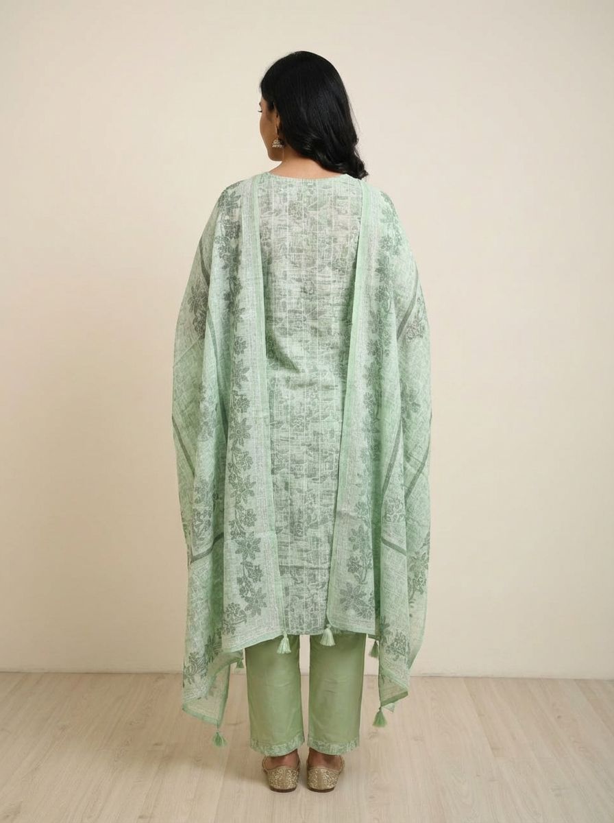 Embroidered Kurti Set with Dupatta - Image 4