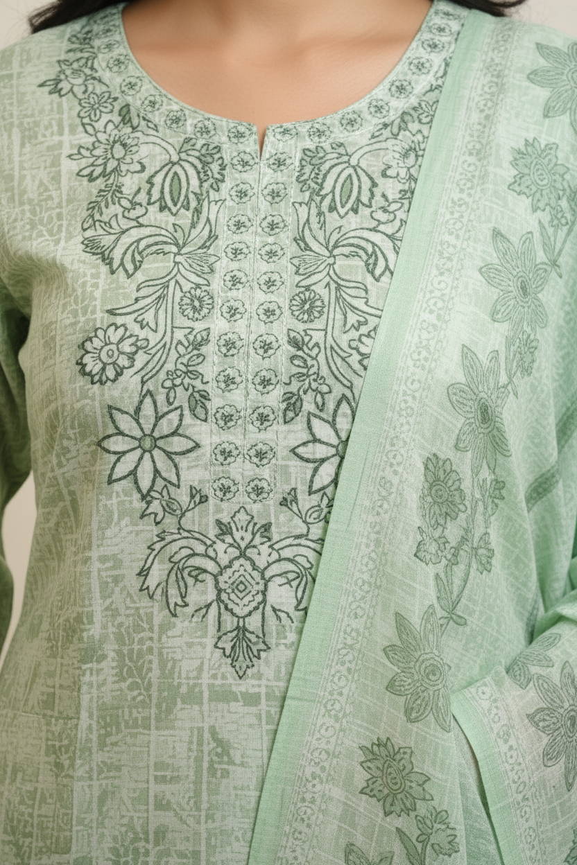 Embroidered Kurti Set with Dupatta - Image 3