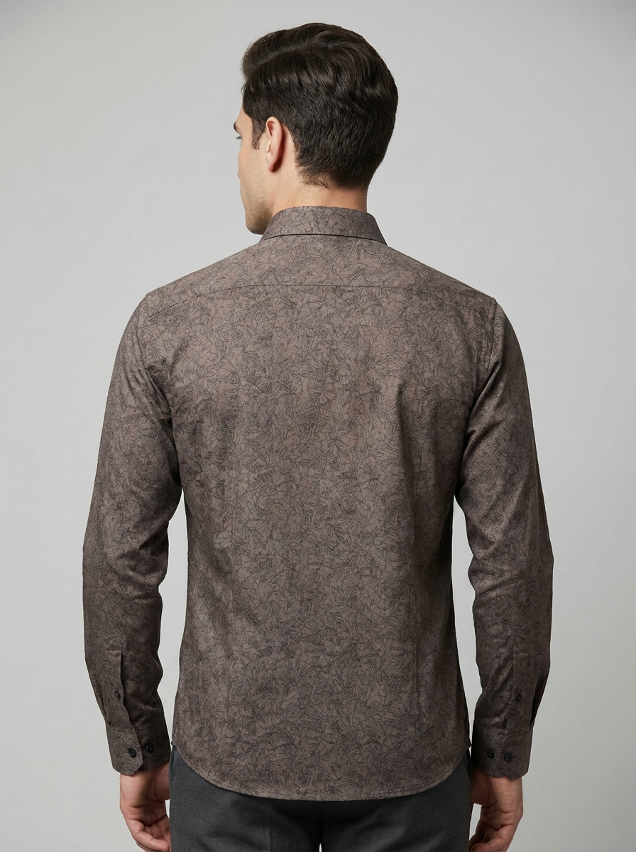 Citrus Brown Textured Slim Fit Shirt for Men | Premium Casual & Formal Shirt - Image 4
