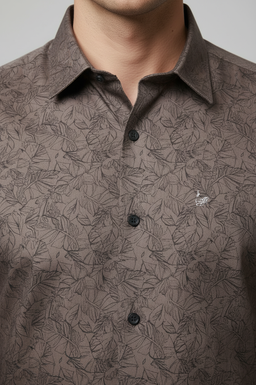 Citrus Brown Textured Slim Fit Shirt for Men | Premium Casual & Formal Shirt - Image 2