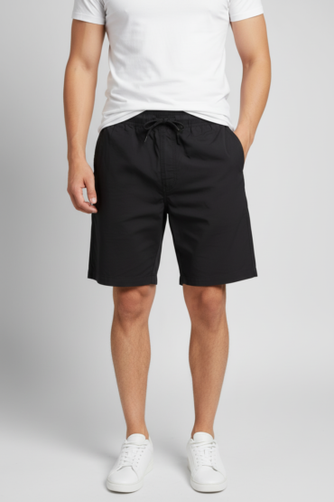 Bornfree Men’s Black Casual Bermuda Shorts | Lightweight Drawstring Summer Shorts