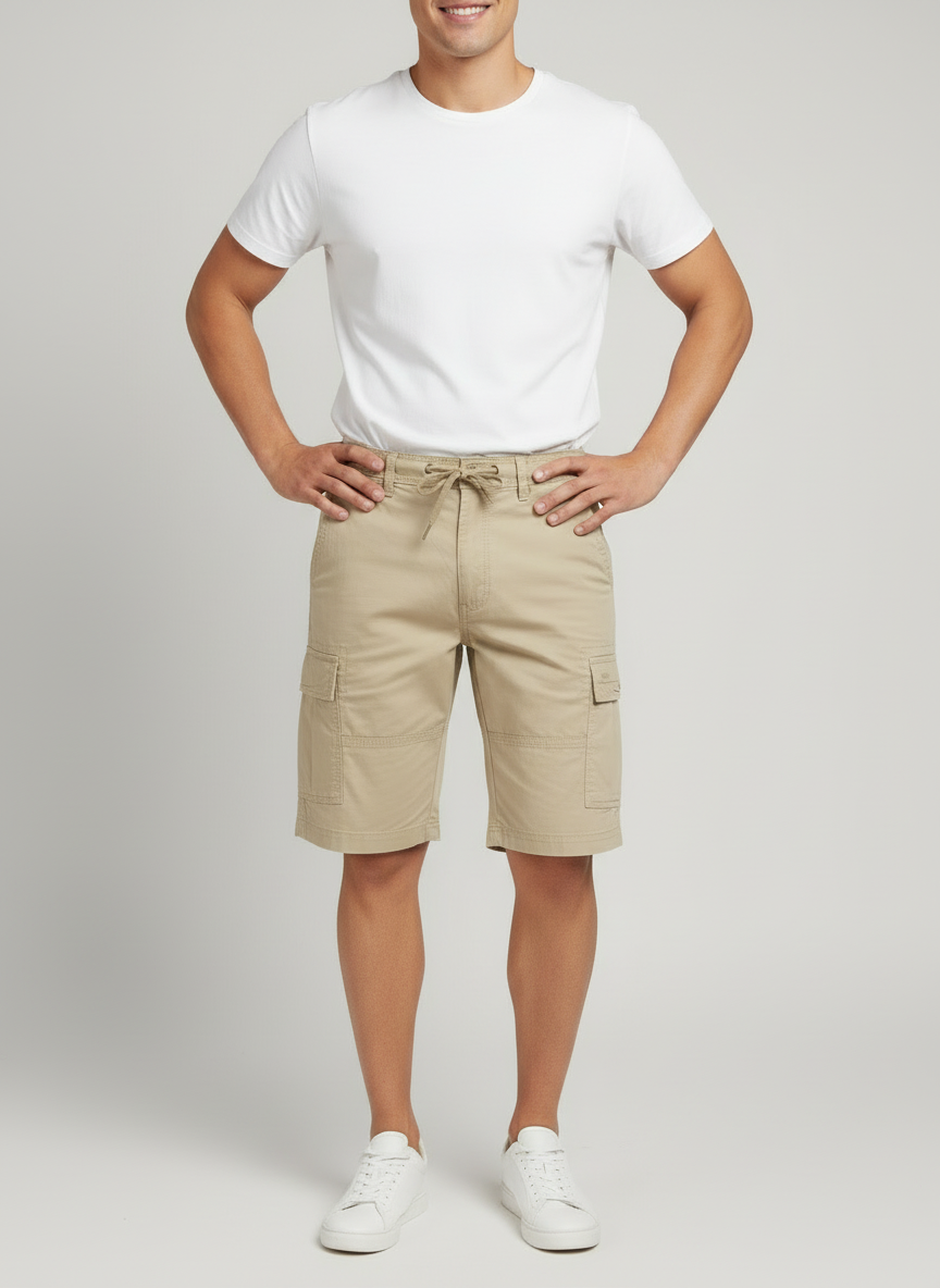 Bornfree Men’s Beige Cargo 3/4 Quarter Shorts | Durable Multi-Pocket Outdoor Cargo Pants
