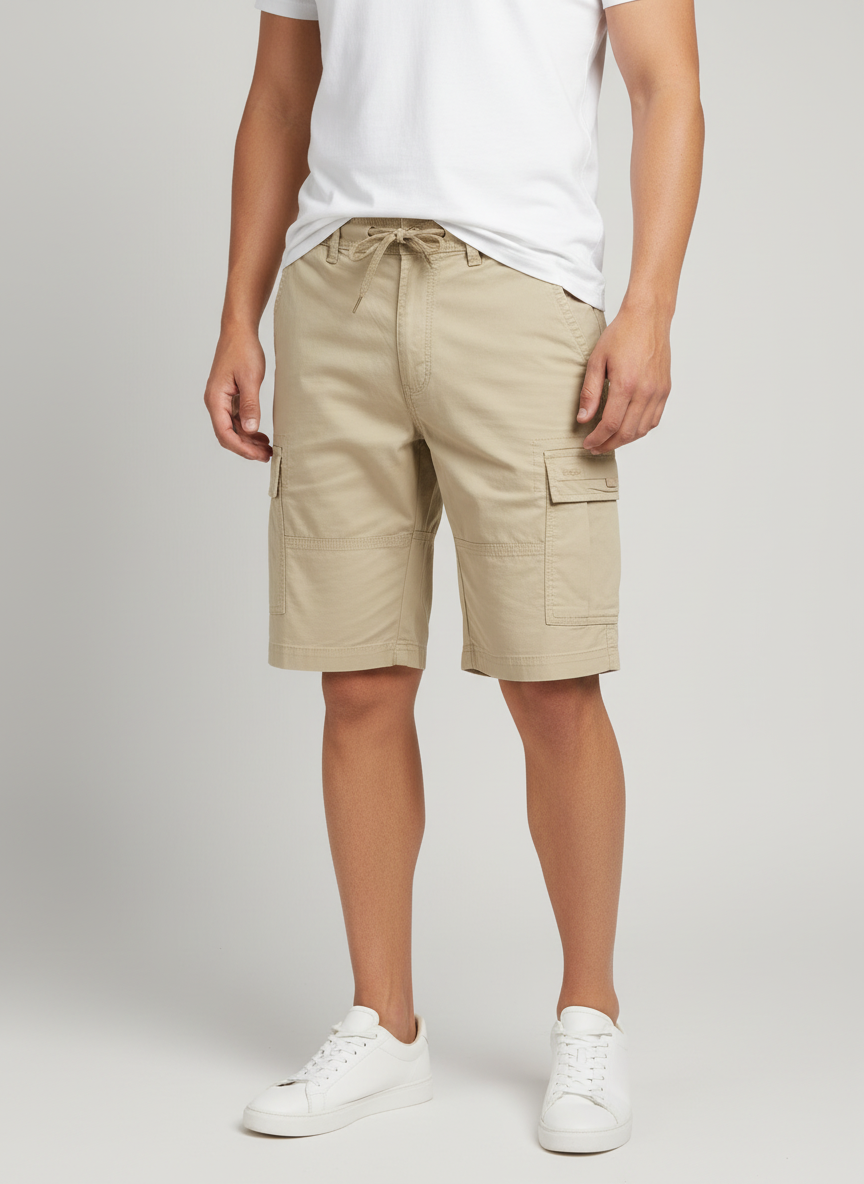 Bornfree Men’s Beige Cargo 3/4 Quarter Shorts | Durable Multi-Pocket Outdoor Cargo Pants - Image 2